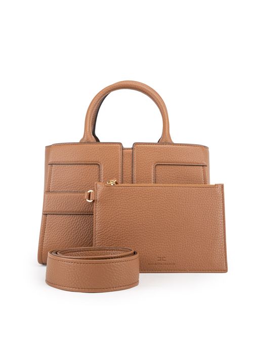 Borsa media effetto pelle con logo Brown sugar Elisabetta Franchi | BS35A56E2EC1